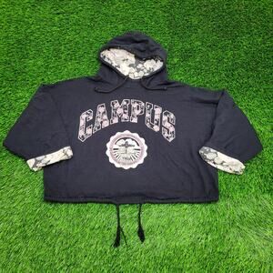 Vintage Campus University Cropped Hoodie Womens XL 24x18 USA